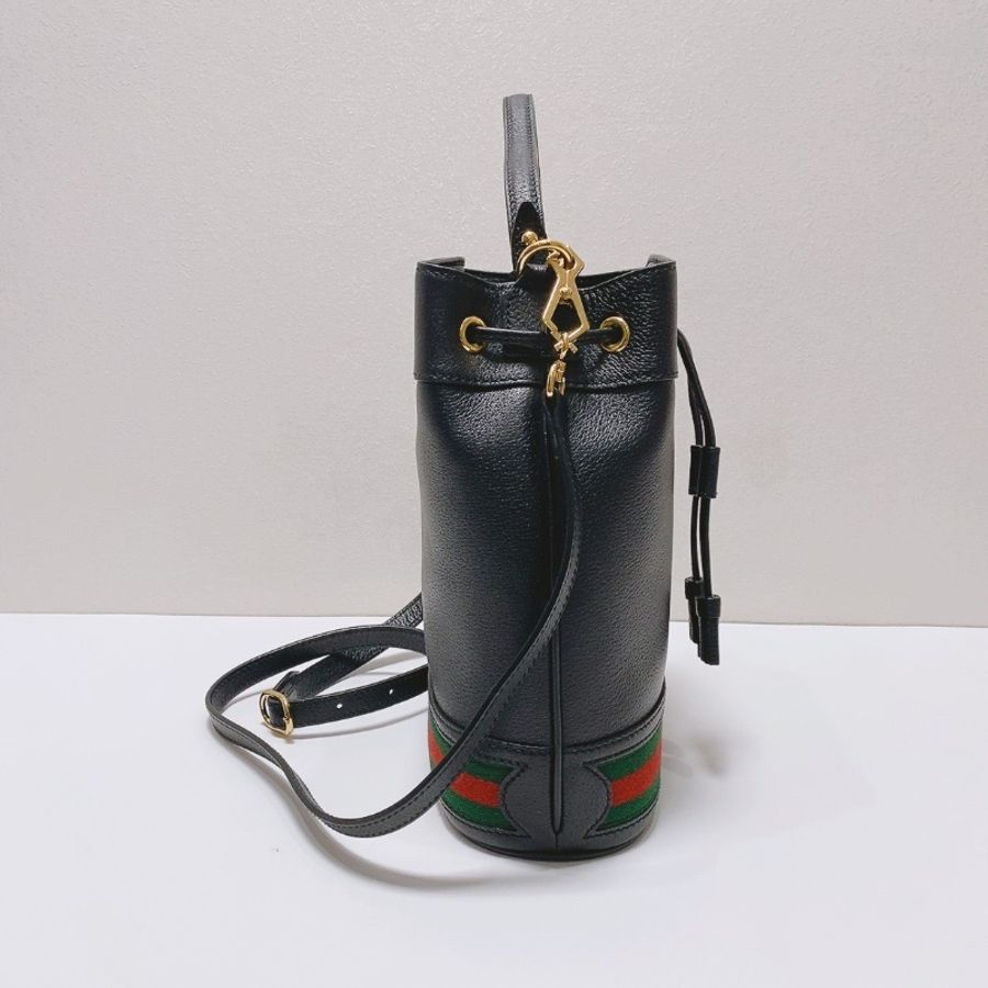 Gucci Ophidia黑色抽繩水桶包20x10x25 98新配件塵袋-5