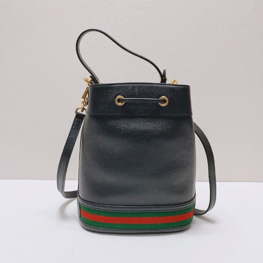 Gucci Ophidia黑色抽繩水桶包20x10x25 98新配件塵袋-6