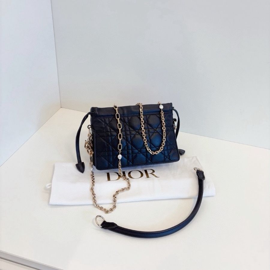 Dior 黑金Milly小福袋鏈條包 19*14 99新配件塵袋-1