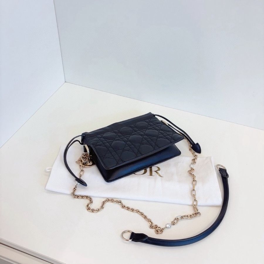 Dior 黑金Milly小福袋鏈條包 19*14 99新配件塵袋-4