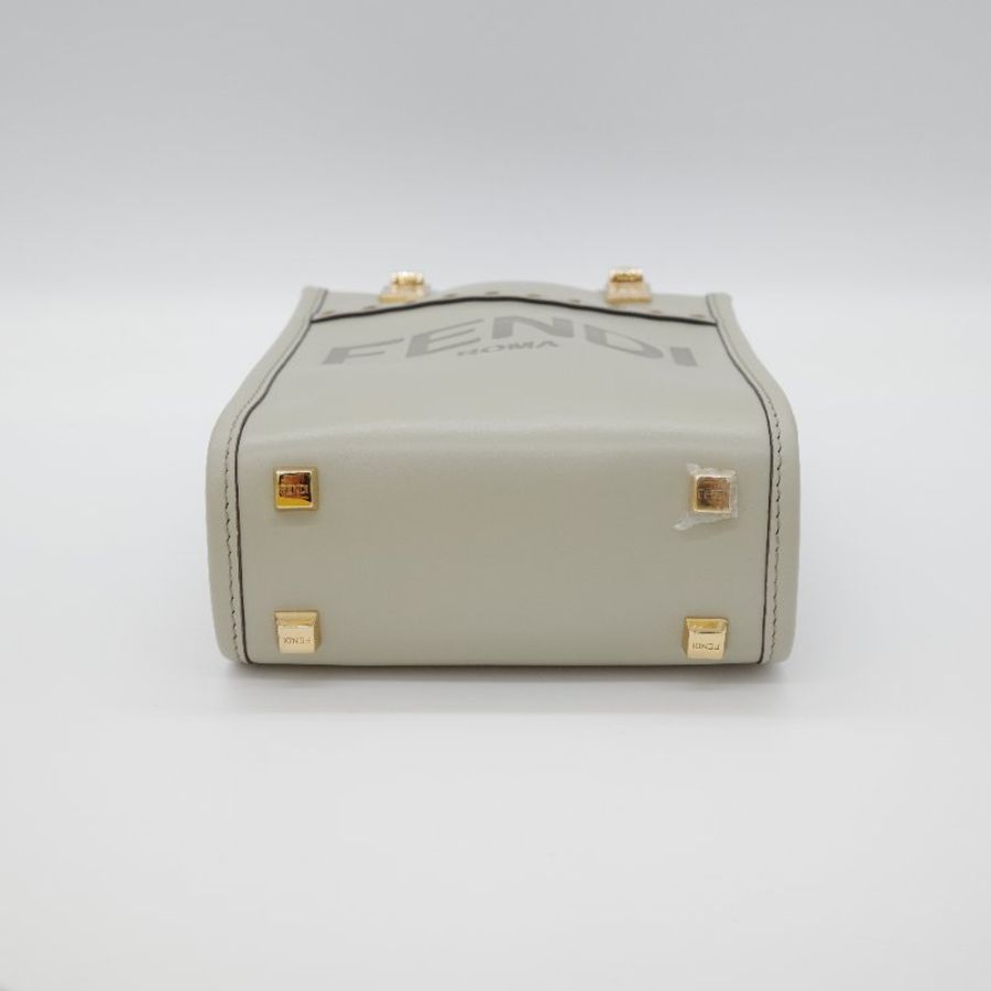 Fendi 芬迪 Sunshine Logo 淺綠色 牛皮 玳瑁紋 壓克力提把 托特包 肩背包-4