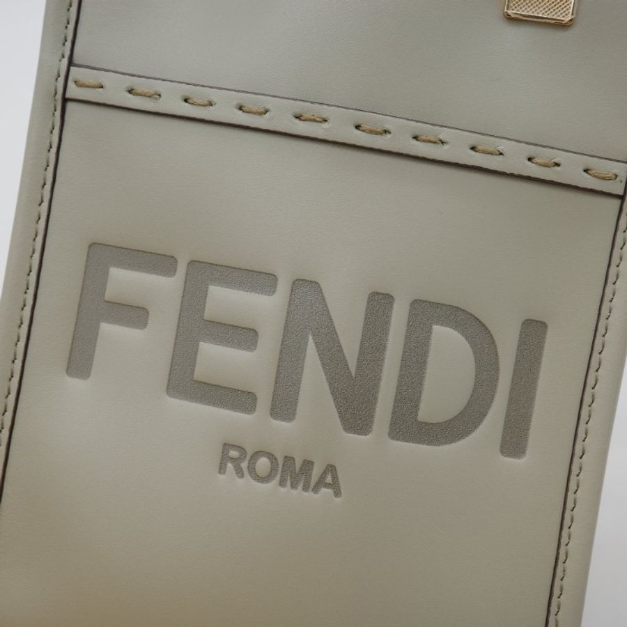 Fendi 芬迪 Sunshine Logo 淺綠色 牛皮 玳瑁紋 壓克力提把 托特包 肩背包-8