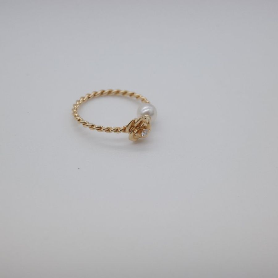 Piaget 伯爵 Rose 黃金色 黃金鑲鑽石 珍珠 戒指-3