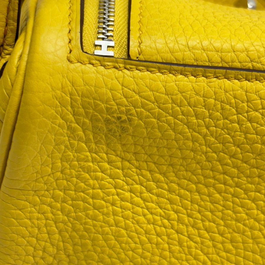 陽光金 Clemence牛皮 Mini Lindy 20 肩背包 B刻 銀扣【HERMES 愛馬仕】-12