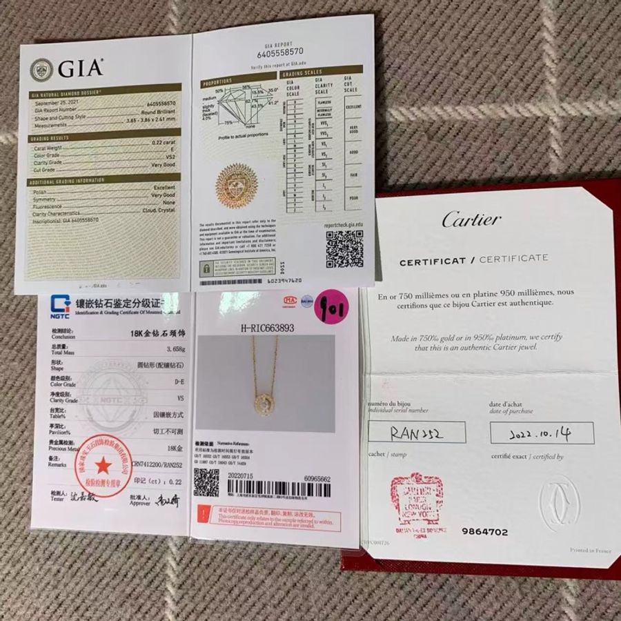 Cartier卡地亚飞碟项链玫瑰金镶钻22分，2022购入-4