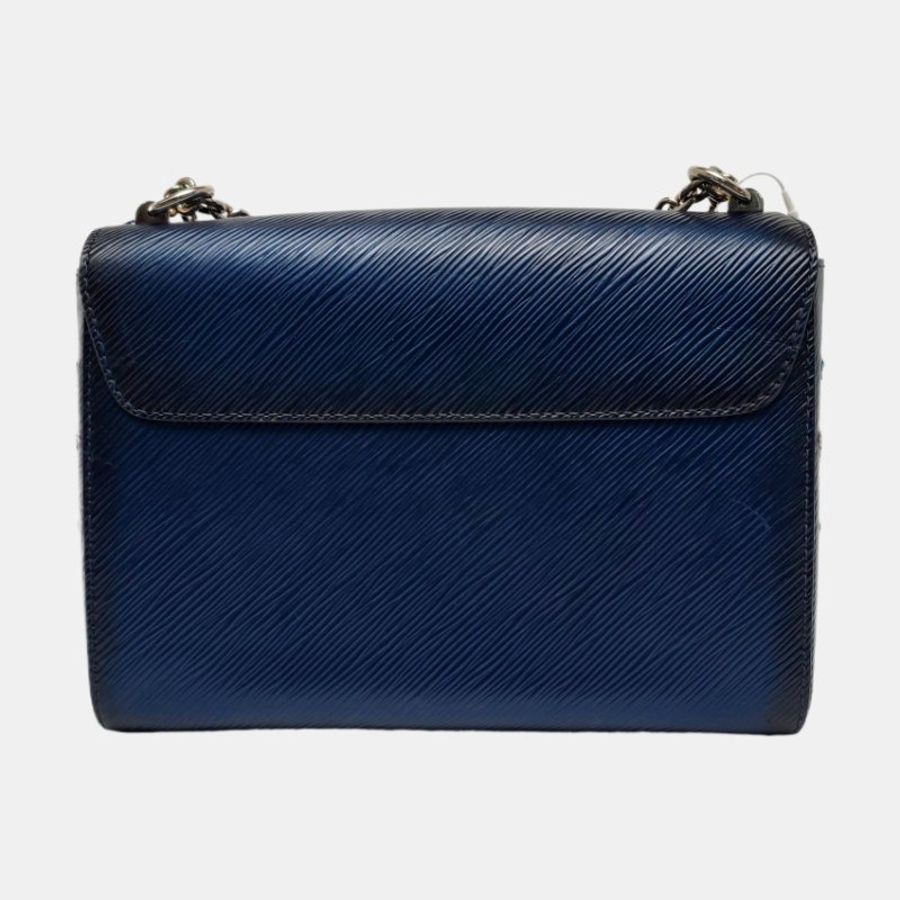 LOUIS VUITTON TWIST中號深藍色EPI牛皮水波紋斜挎包單肩包銀色五金可拆卸肩帶-4