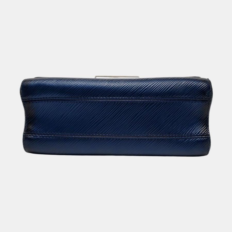 LOUIS VUITTON TWIST中號深藍色EPI牛皮水波紋斜挎包單肩包銀色五金可拆卸肩帶-5