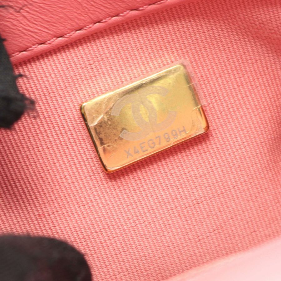 香奈兒 (CHANEL) 絎縫小號鏈條肩背斜背包 AS4263 粉紅羊皮 金色五金-4