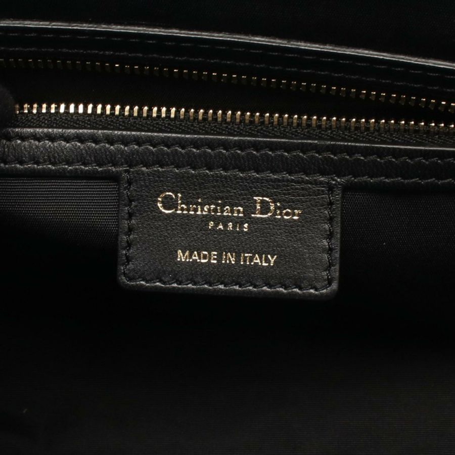 Christian Dior LADY DIOR Cannage 手提鏈條肩背包,黑色皮革,二手-3