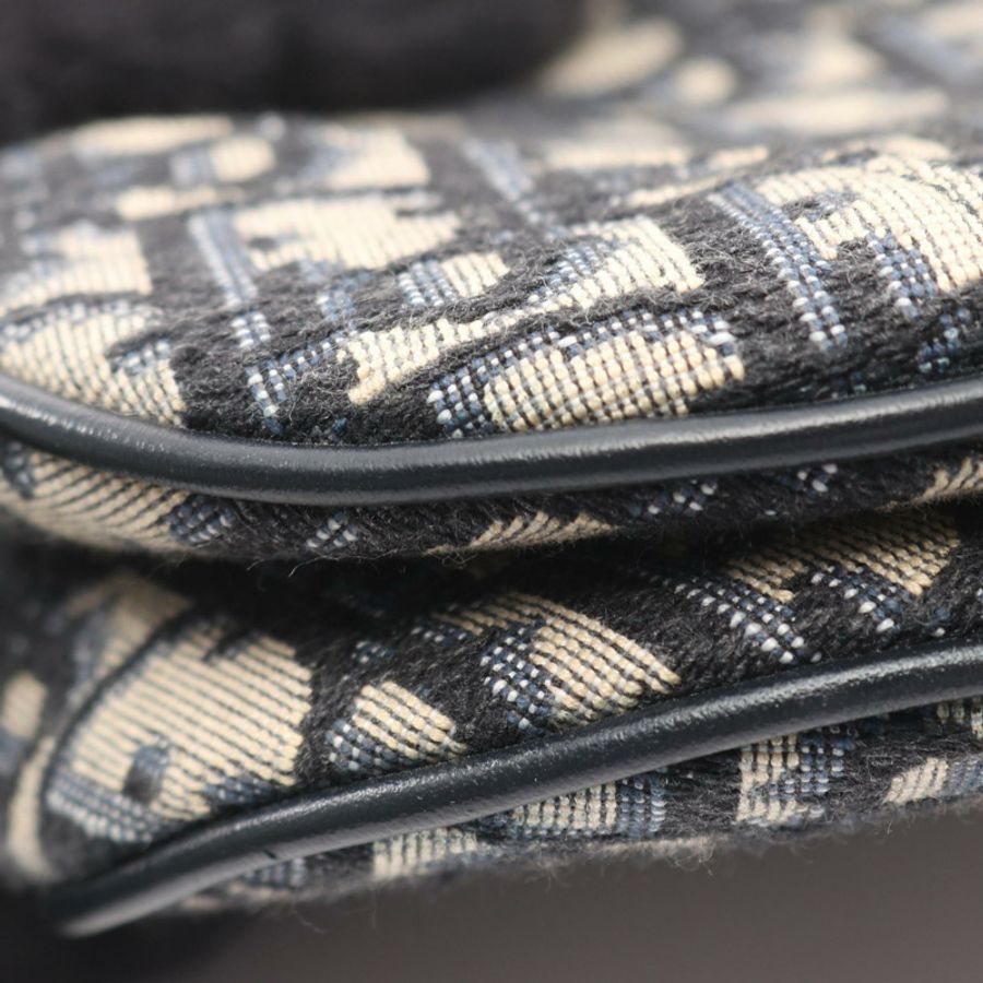 Christian Dior 迷你肩肩馬鞍包 Oblique Jacquard 手提包 皮革 海軍藍 CD-8