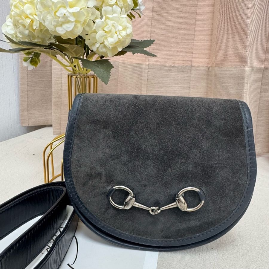 Gucci麂皮馬銜扣腰包 中古 vintage-1