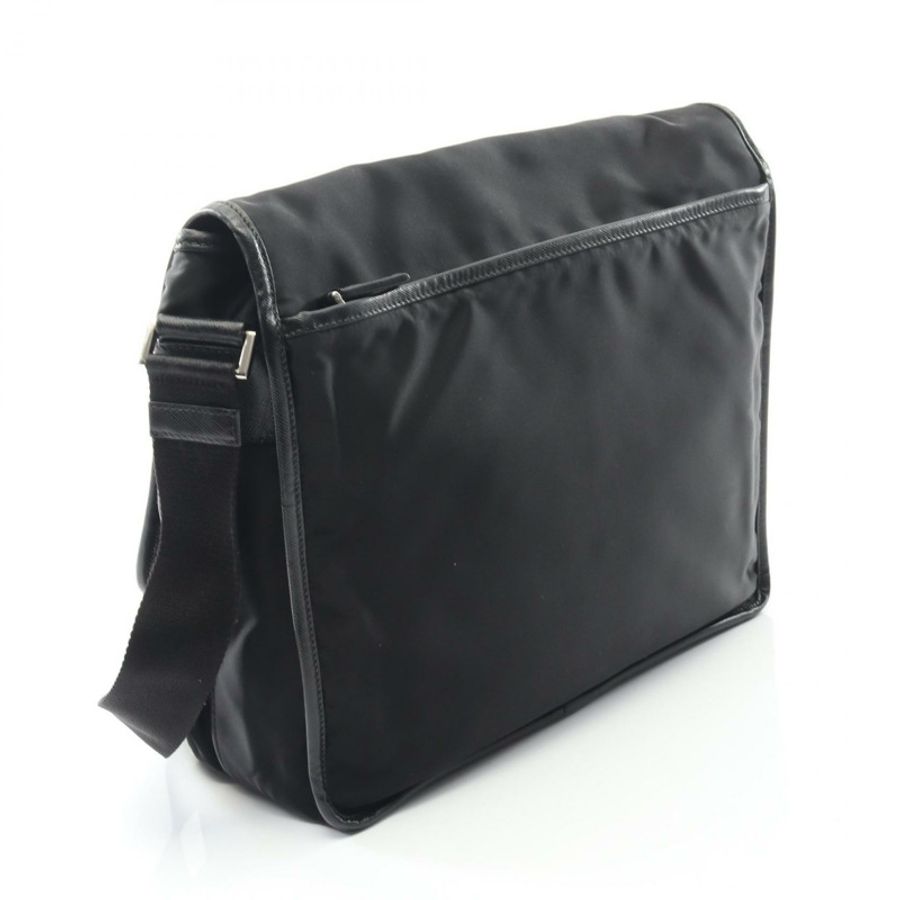 PRADA TESSUTO+SAFFIANO Logo 肩背包 2VD166 尼龍皮革 黑色 二手 男女通用-1