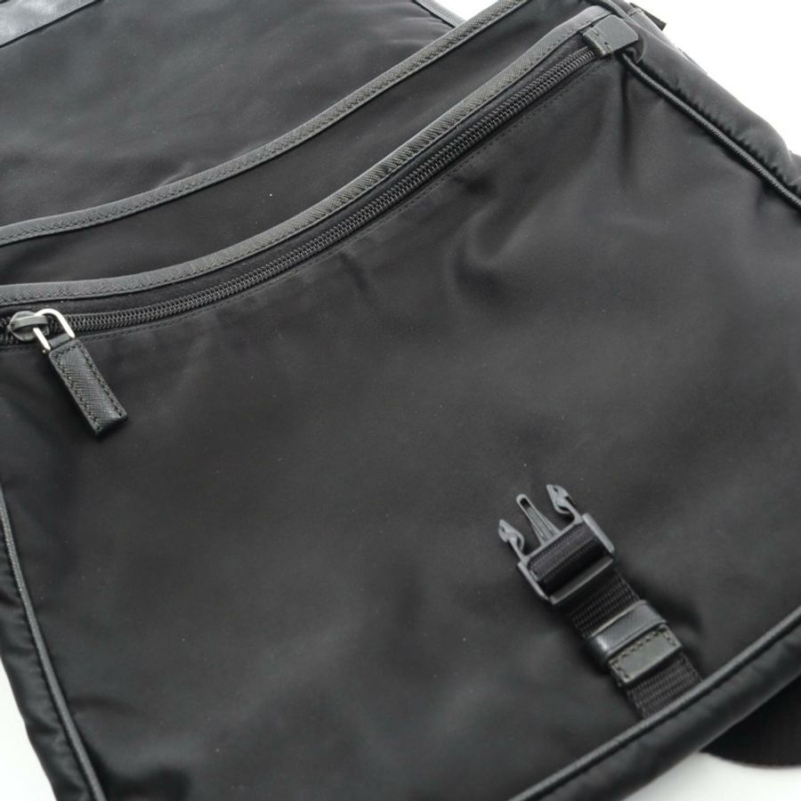 PRADA TESSUTO+SAFFIANO Logo 肩背包 2VD166 尼龍皮革 黑色 二手 男女通用-5