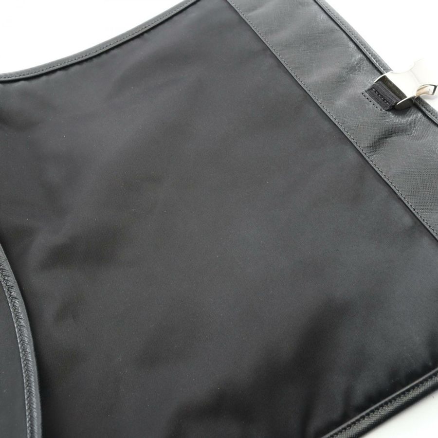 PRADA TESSUTO+SAFFIANO Logo 肩背包 2VD166 尼龍皮革 黑色 二手 男女通用-6