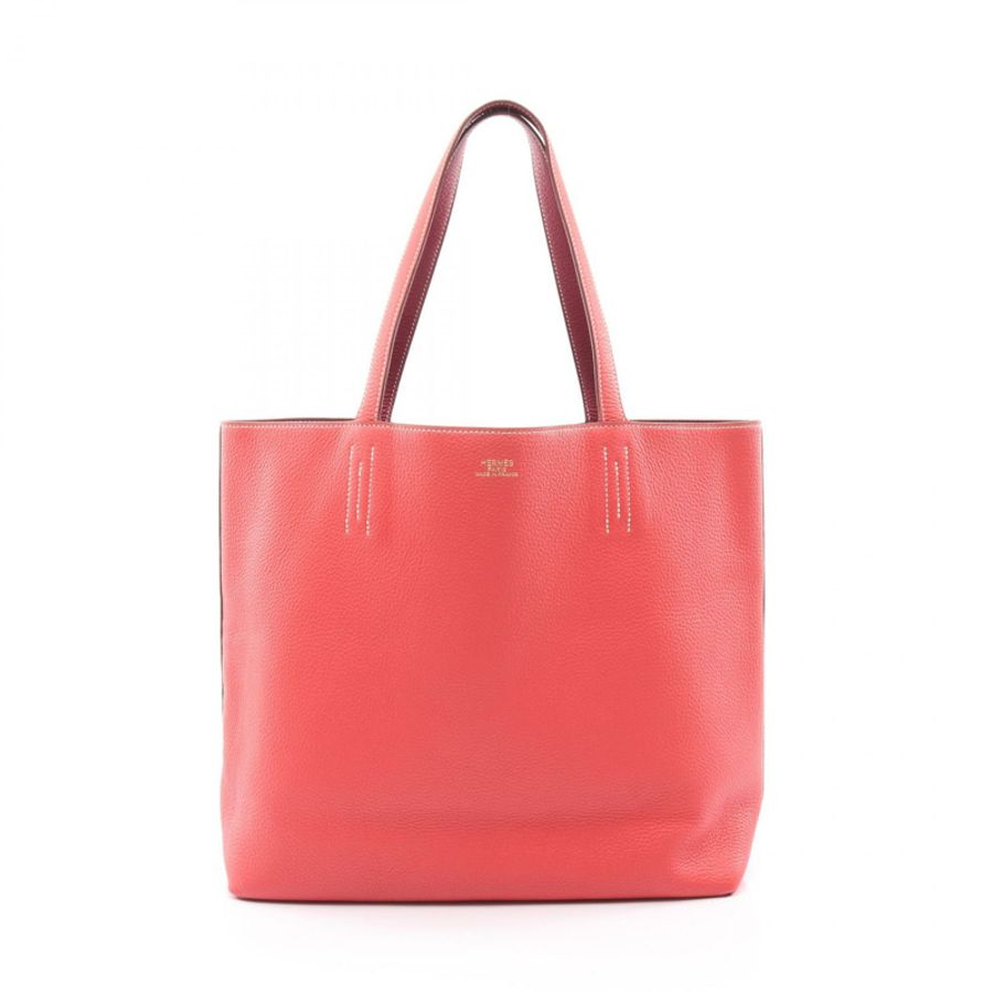 HERMES Doble Sense 45 手提包雙麵包 Taurillon Clemence Bougainvillier 紅寶石色-0