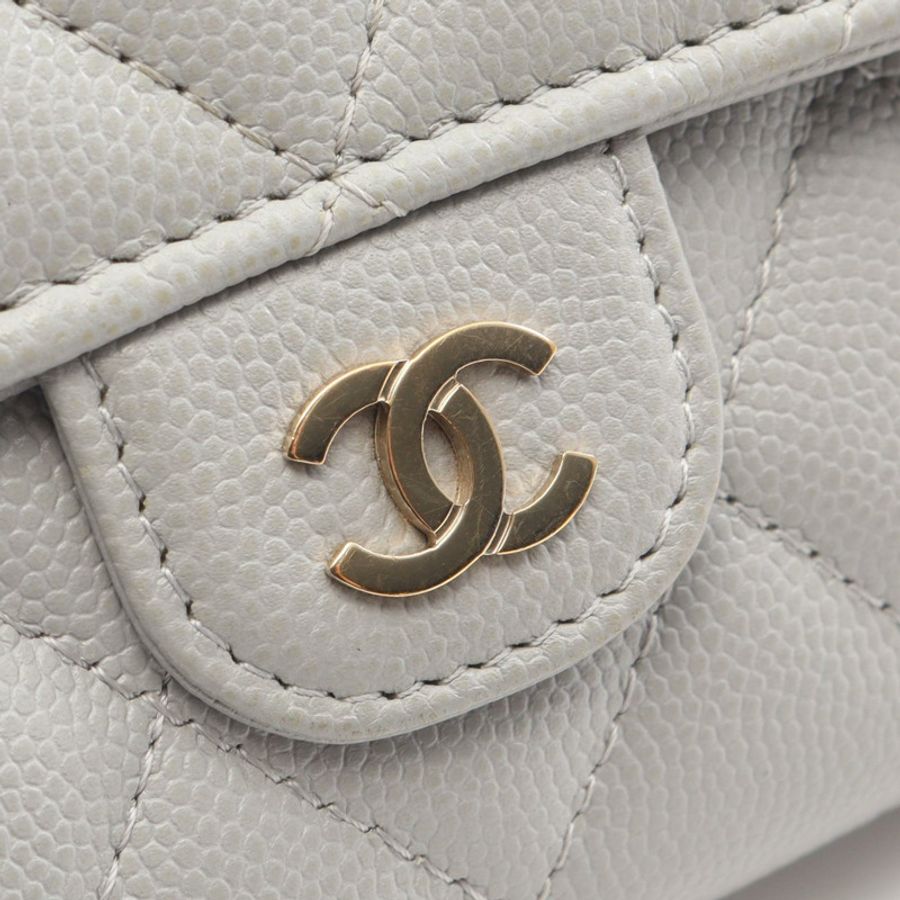 香奈兒 (CHANEL) 絎縫經典長款翻蓋皮夾 AP0241 皮革 灰色 GHW-6