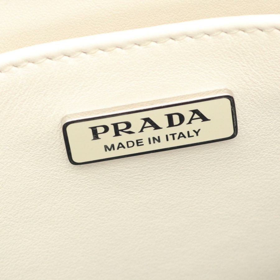 PRADA 壓花logo單肩斜背包 1BA333 白色皮革 二手 女士-3