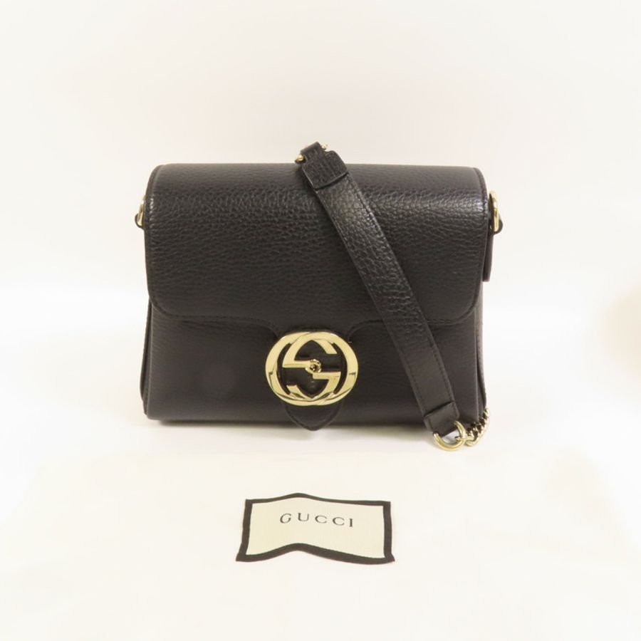 GUCCI 牛皮皮革Interlocking G Chain Mini Bag金扣肩背袋-11