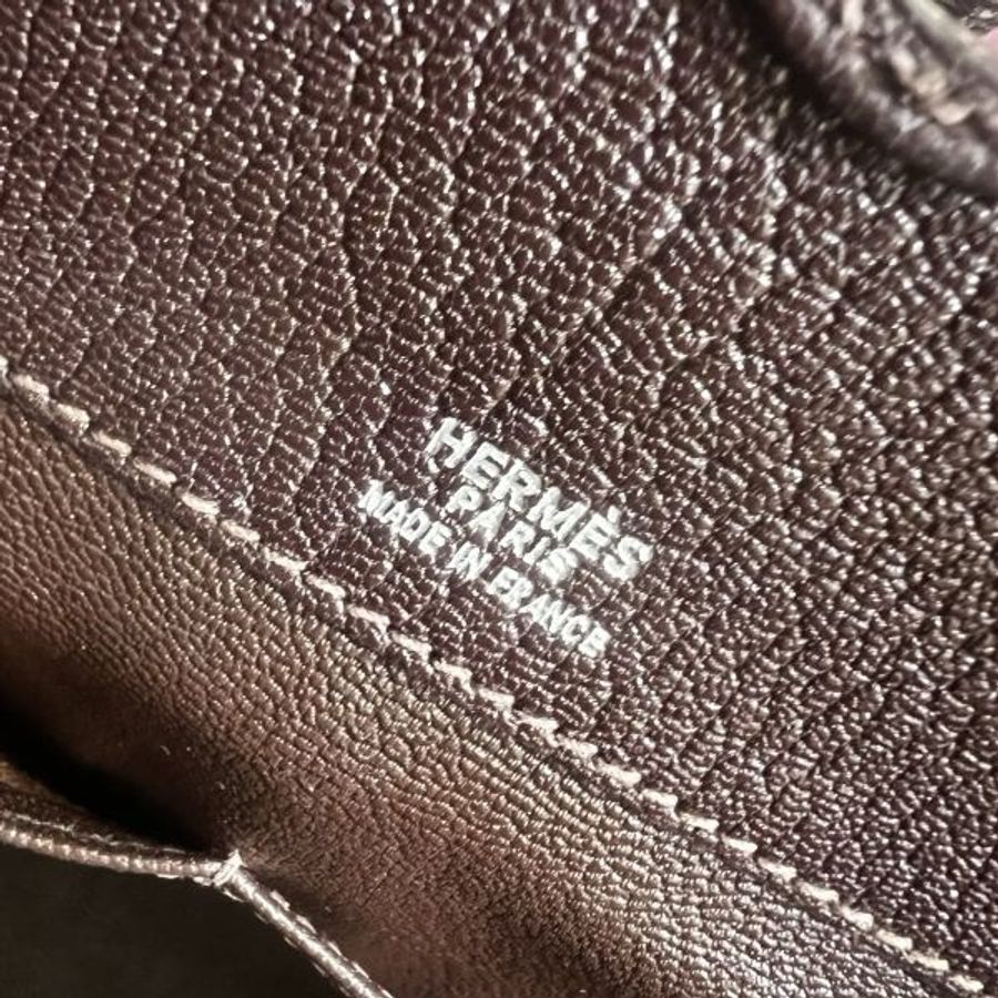 Hermès 中古深咖銀扣手提包-14