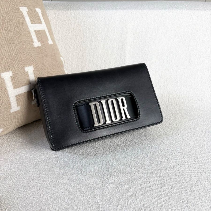 Dior JAdior寬肩帶斜背黑色銀扣黑銀牛皮25*16*7 98新配件塵袋-3