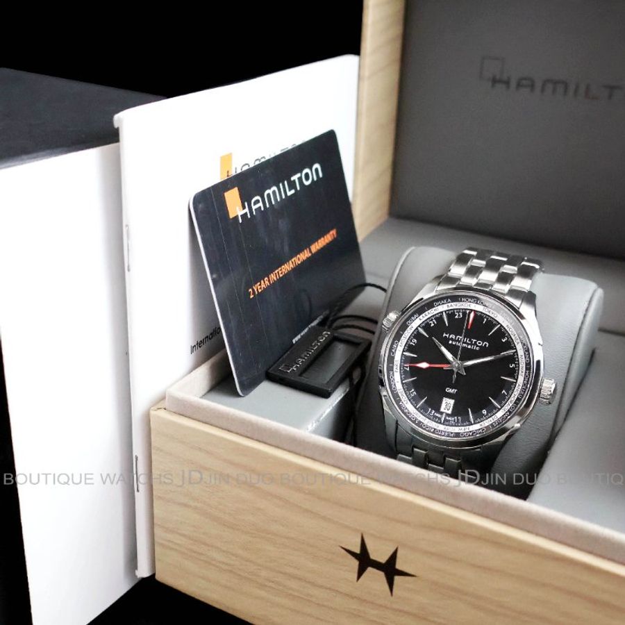 金鐸精品~W895 HAMILTON漢米爾頓Jazzmaster GMT爵士系列兩地時區42mmm自動上鍊男用腕錶-5