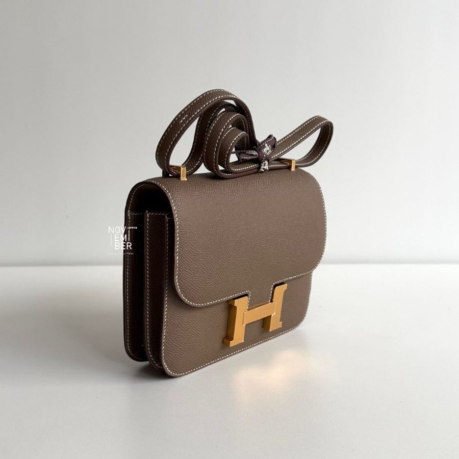 全新有購證🤎 Hermès 愛馬仕 Mini Constance 康康大象灰金釦-1
