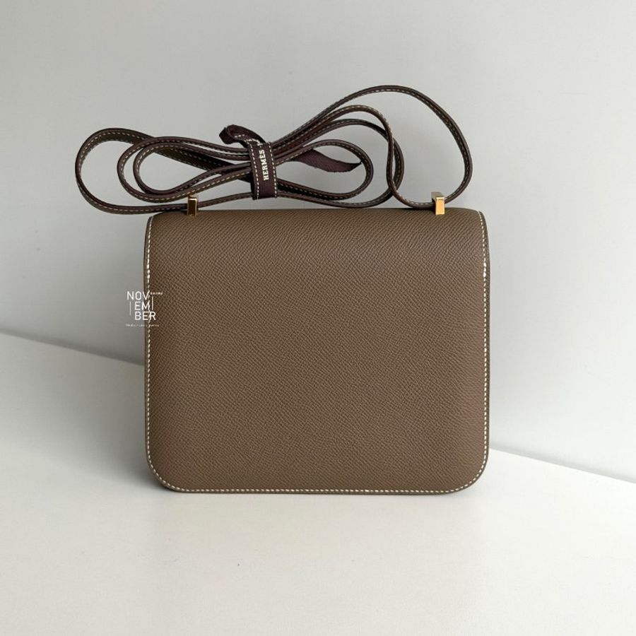 全新有購證🤎 Hermès 愛馬仕 Mini Constance 康康大象灰金釦-6