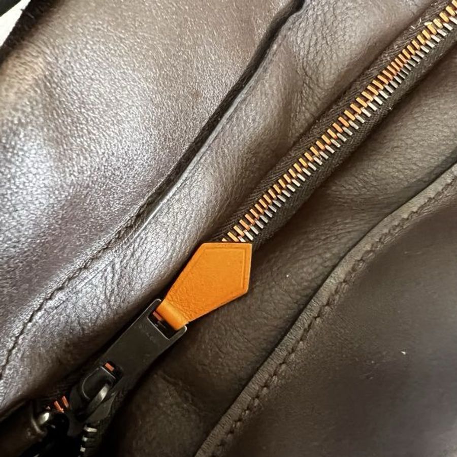 Hermès 中古咖色手提肩背包-11
