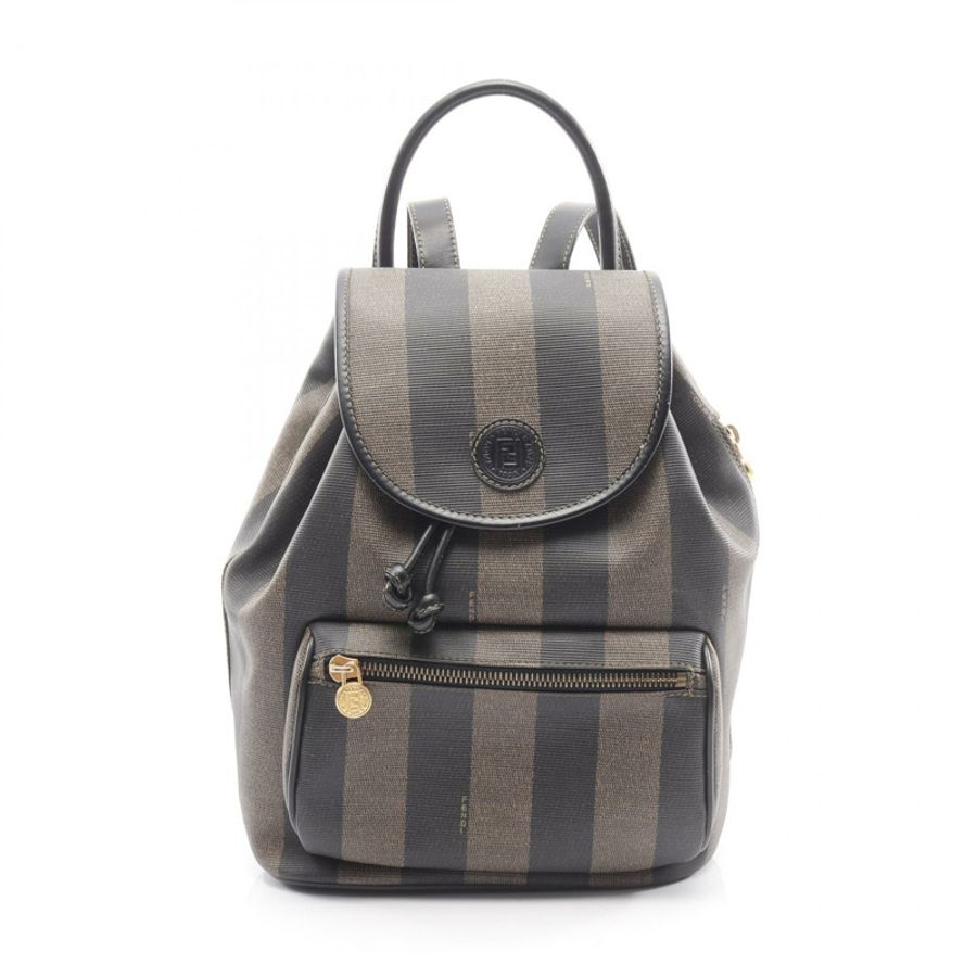 FENDI Pequin 雙肩包 259292 帆布皮革 棕色 黑色 二手 女款-0