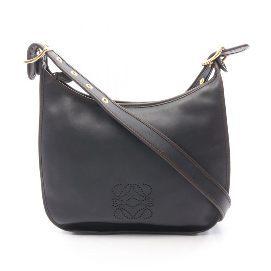 LOEWE Sophia Anagram 單肩斜背包，黑色棕色皮革，二手女款-0