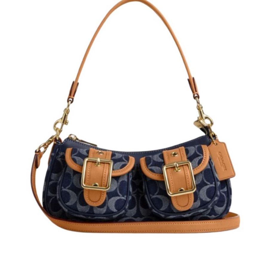 Coach 女士 Ashton 標誌性牛仔單肩包均碼碼25.4cm*7cm*10.2cm-0