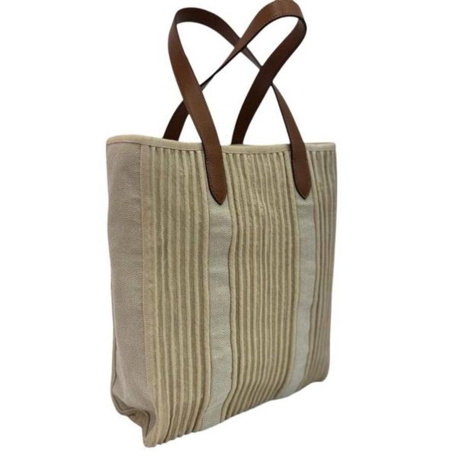 Hermès 麻質百褶托特包-2