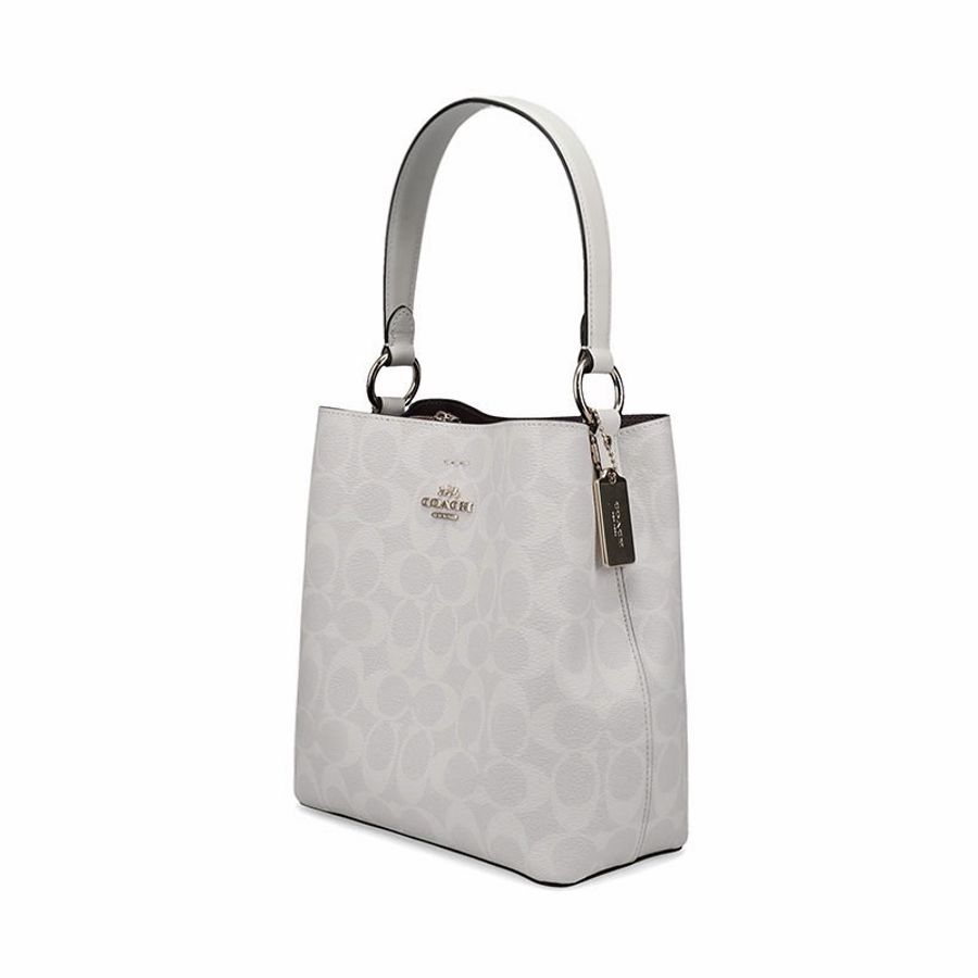 Coach 女士 金屬徽標小號手提包均碼碼長：22cm，寬：10cm，高：22cm-2