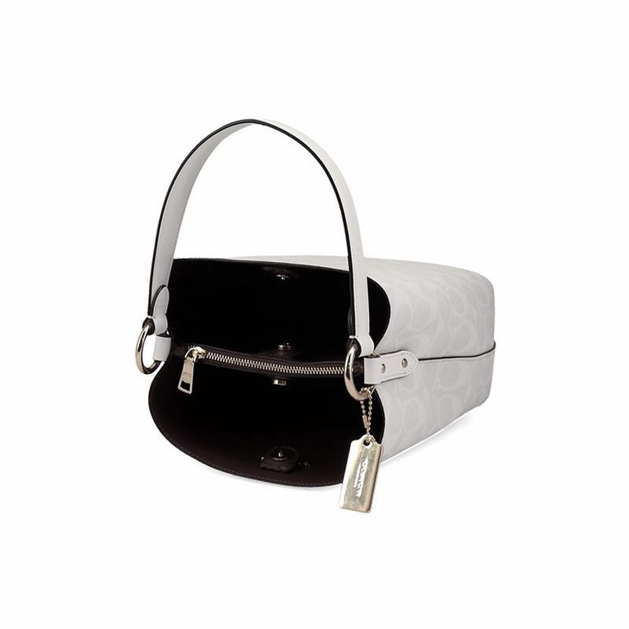 Coach 女士 金屬徽標小號手提包均碼碼長：22cm，寬：10cm，高：22cm-4
