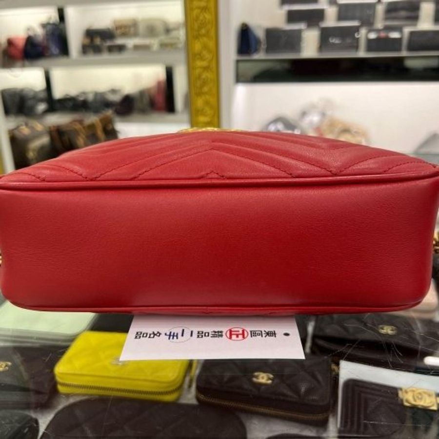 東區正精品㊣ GUCCI 447632 GG Marmont 紅色復古風相機包斜背包 RA-7