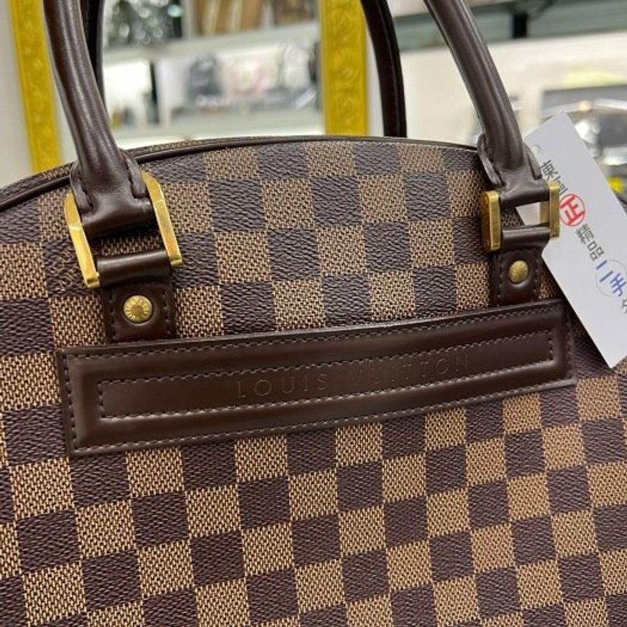 東區正精品㊣LV 咖啡色棋盤格拉鏈保齡球包醫生包手提包 RZ4769-6