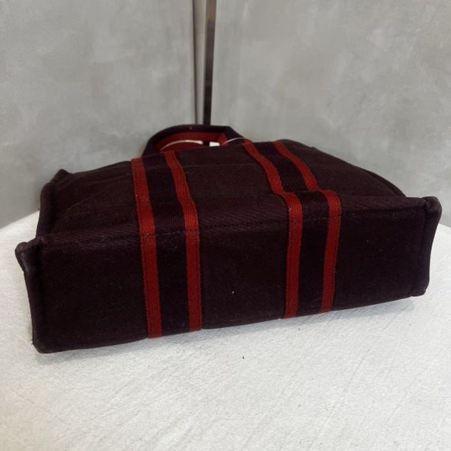 Hermès 酒紅中號帆布手袋-7