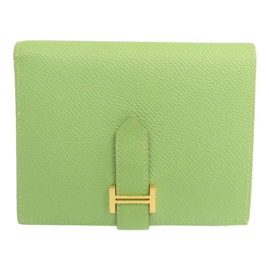 HERMES Epsom皮革Bearn Wallet金扣錢包Vert Criquet-1