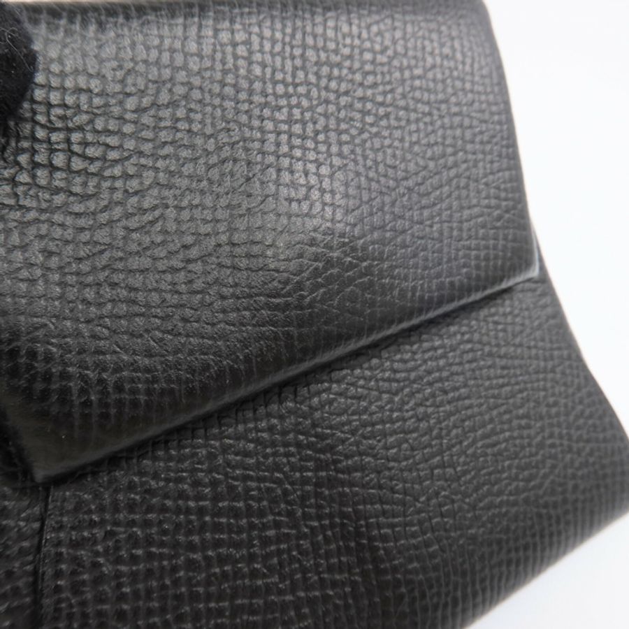 HERMES Epsom皮革Bastia銀扣零錢包Noir-11
