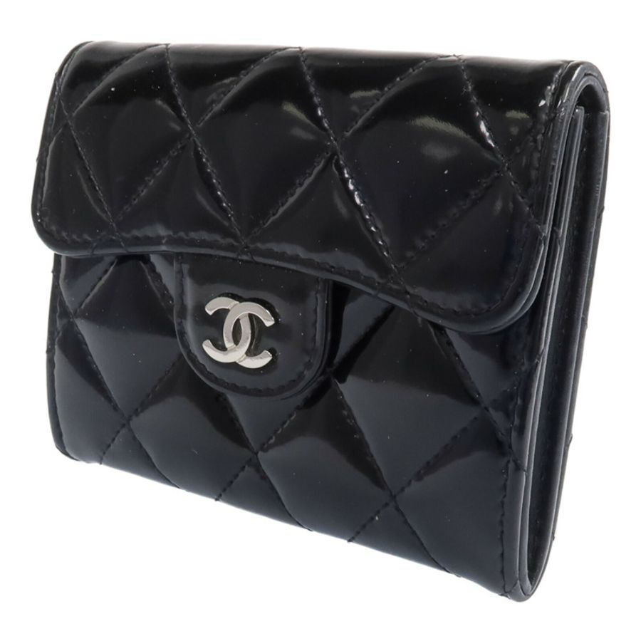 CHANEL 漆皮皮革Wallet銀扣錢包-2
