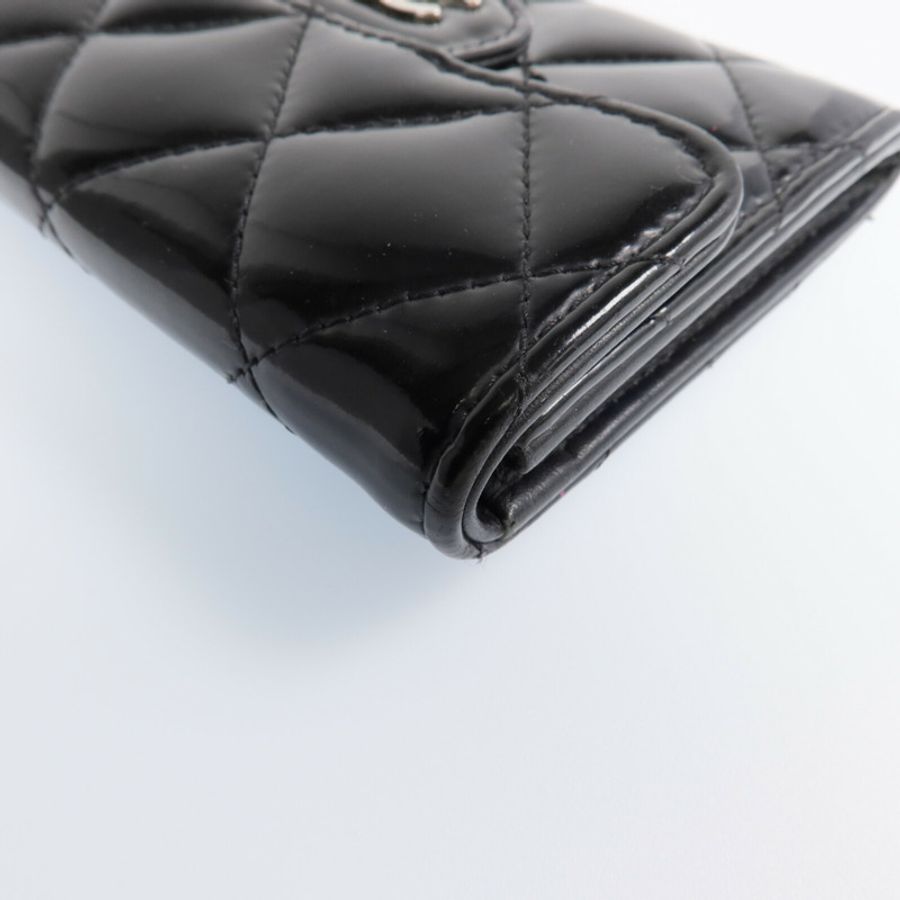 CHANEL 漆皮皮革Wallet銀扣錢包-9