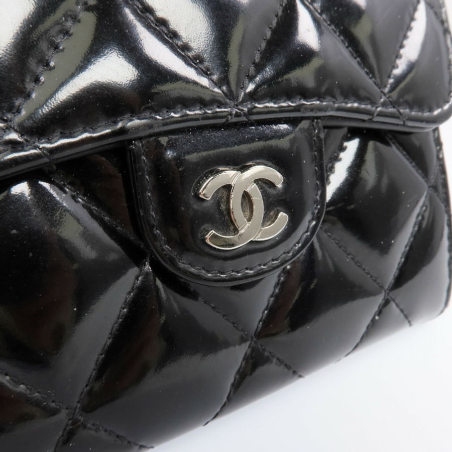 CHANEL 漆皮皮革Wallet銀扣錢包-10