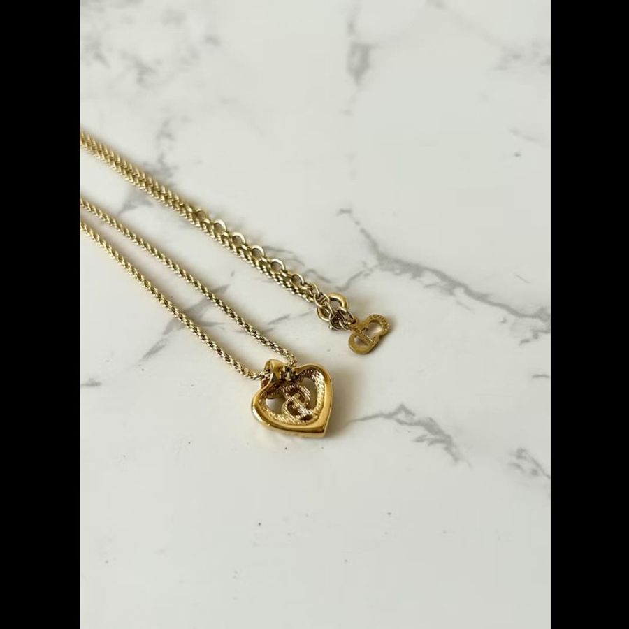 【LA LUNE】稀有中古飾品 Dior螺旋心形Logo禮盒 吊墜 頸鏈 項鏈 耳環耳夾-5