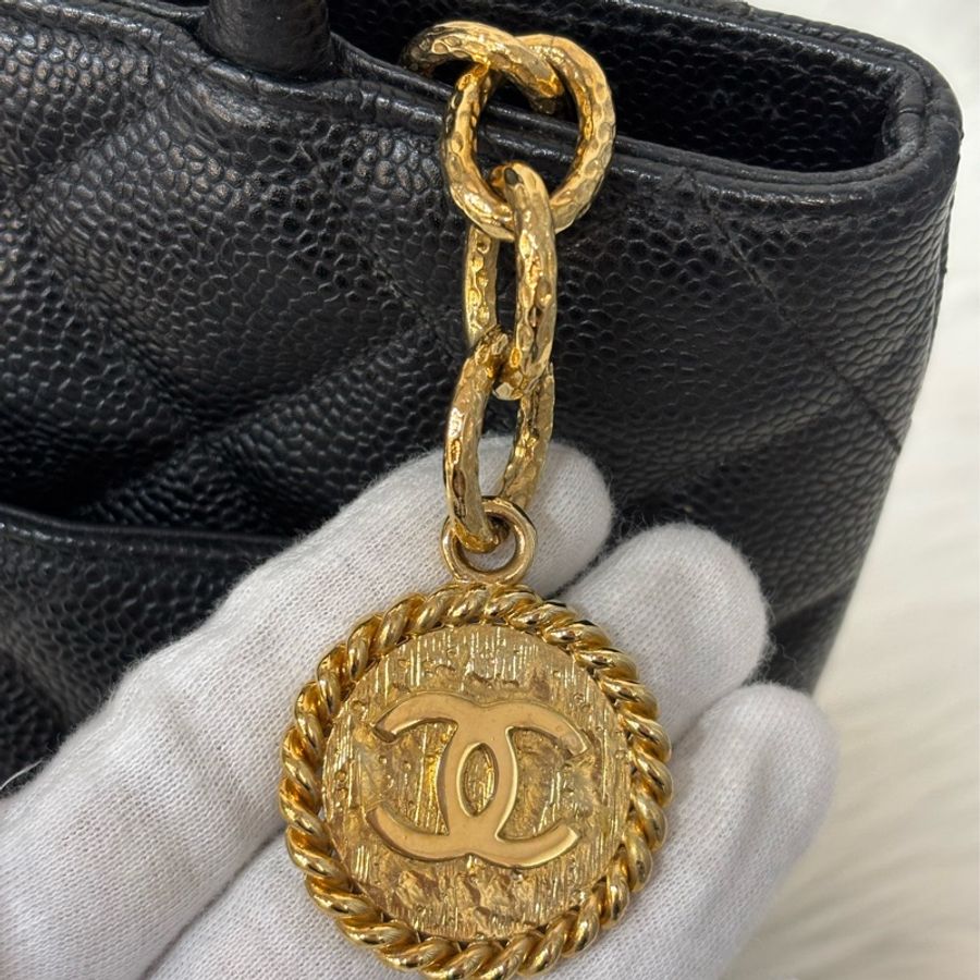 Chanel 1804 GST BOOKTOTE 黑色荔枝皮 金幣包 肩背包 手提包 托特包-23