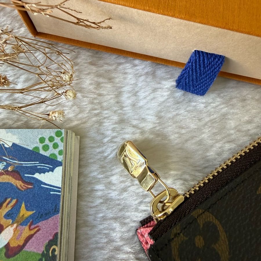 *日本限定* Noa Monogram 塗層帆布拉鍊短夾(粉色)-7