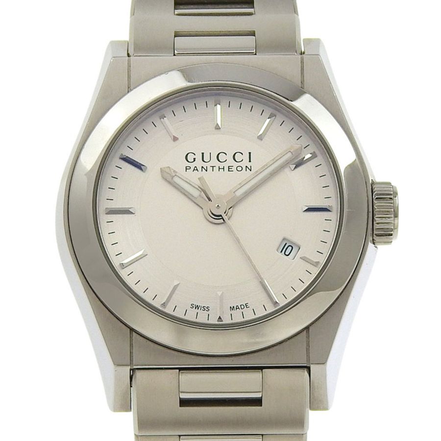 Gucci Pantheon 115.5 女士腕錶，不鏽鋼石英模擬銀色錶盤-0