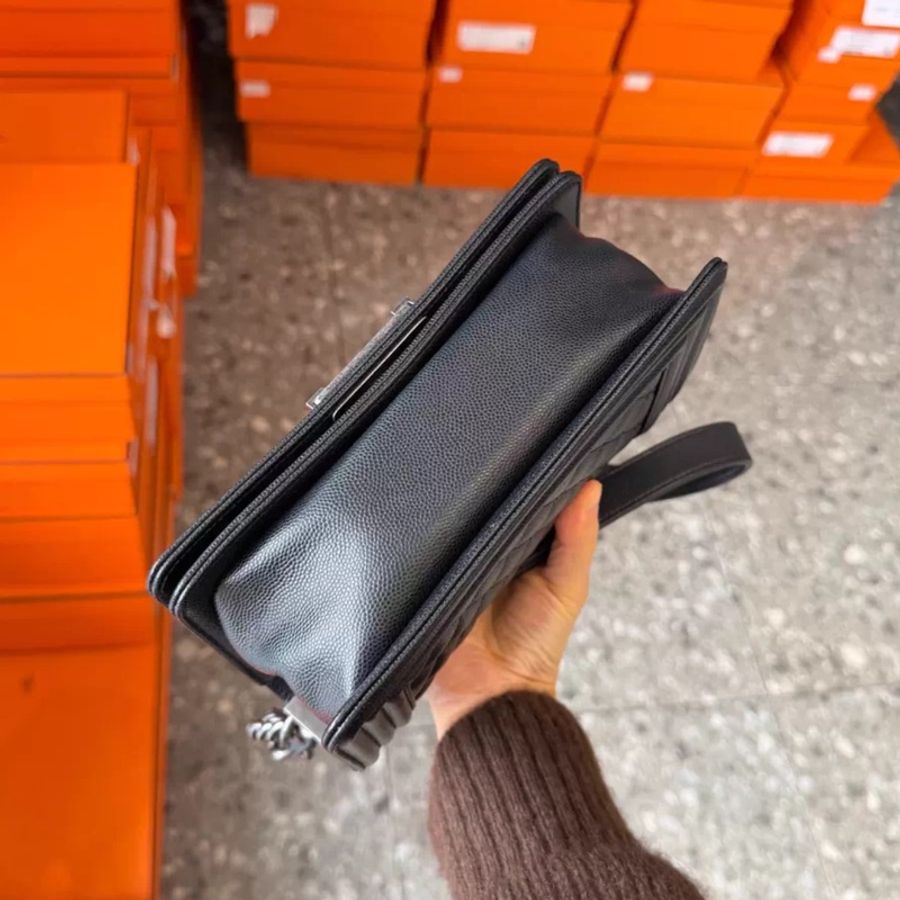 Chanel leboy小號黑銀小號 20cm 芯片款-2