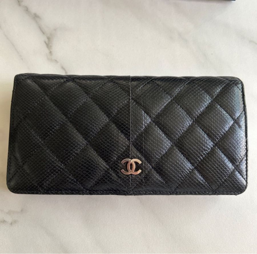 售出—香奶奶♡停產蟒蛇皮 Chanel Coco Mark 長款皮夾 購於日本精品店-5