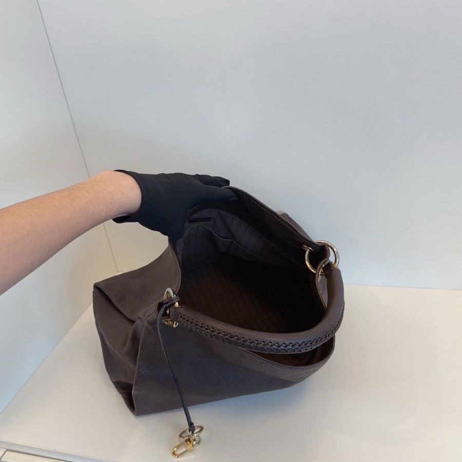 LV 巧克力深棕色全皮壓花Artsy包40*32*18  98新配件塵袋-2