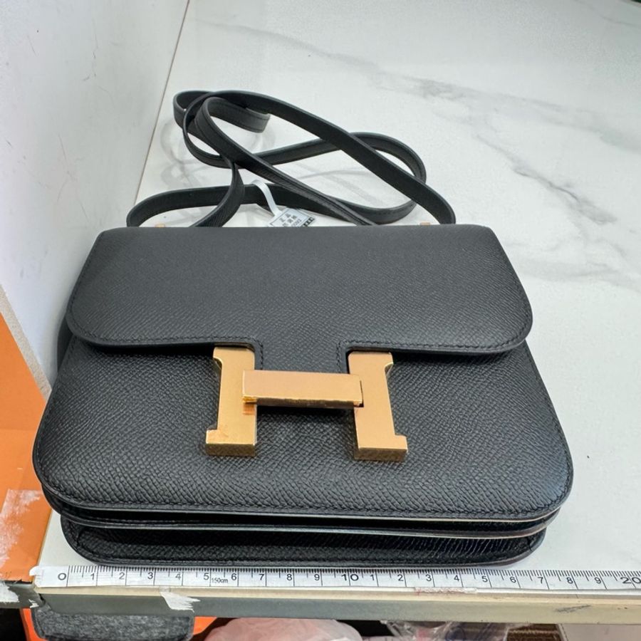 99新閑置品Hermes constance mini愛馬仕康康19 黑色金扣 Ep皮-1